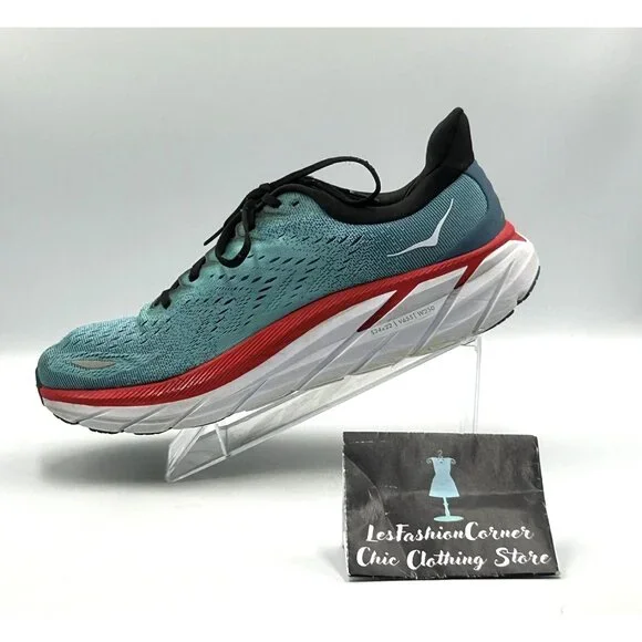 Hoka One One Men's Teal Aquarelle Clifton 8 Running Athletic Shoes Sz 11.5D 3021 - Picture 15 of 16